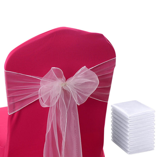 10Pcs Sheer Organza Wedding Chair Back Bow Sashes for Party Decor
