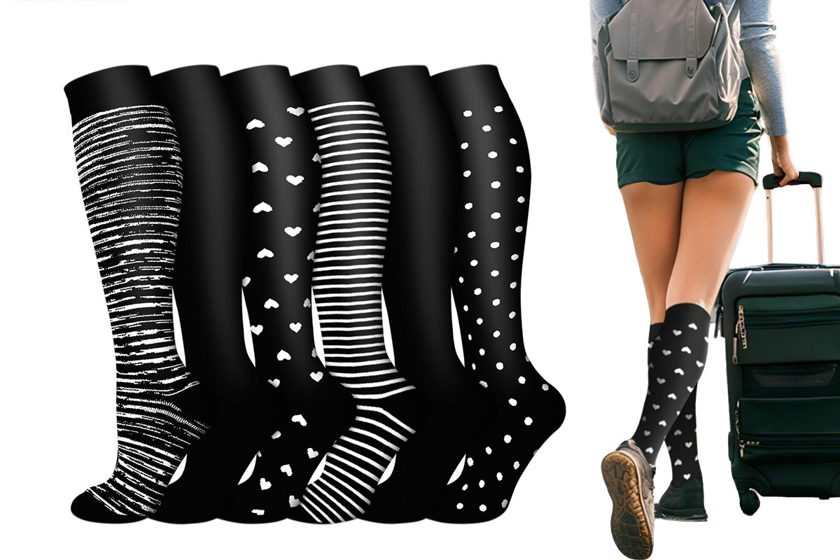 6 Pairs High Stretch Long Socks for Sports Casual Wear for Women - Style 2