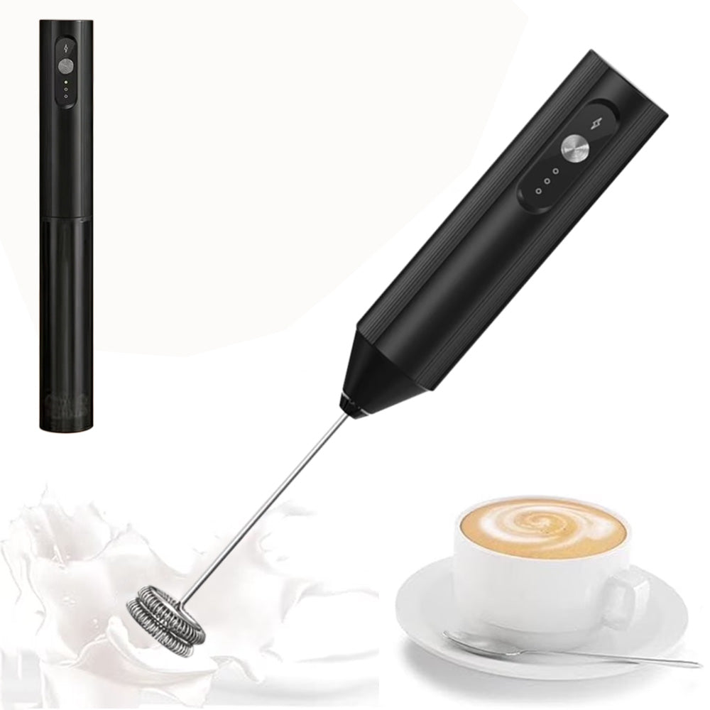 3-Speed Electric Milk Frother with 304 Stainless Steel Whisk