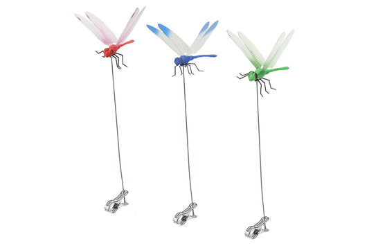 3PCS Outdoor Fake Dragonfly Rod Clip 3D Dragonfly Garden Decoration