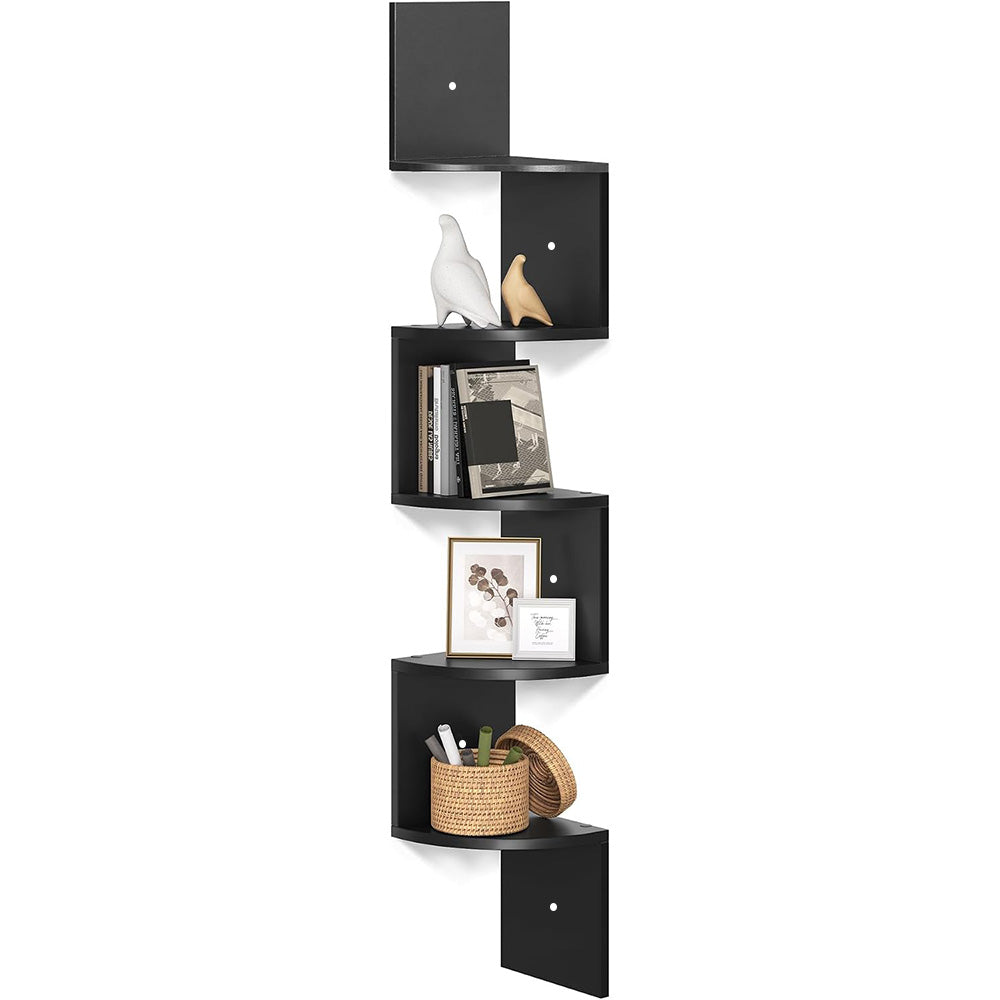 5 Tier Large Zigzag Corner Wall Mounted DVD CD Storage Display Shelf