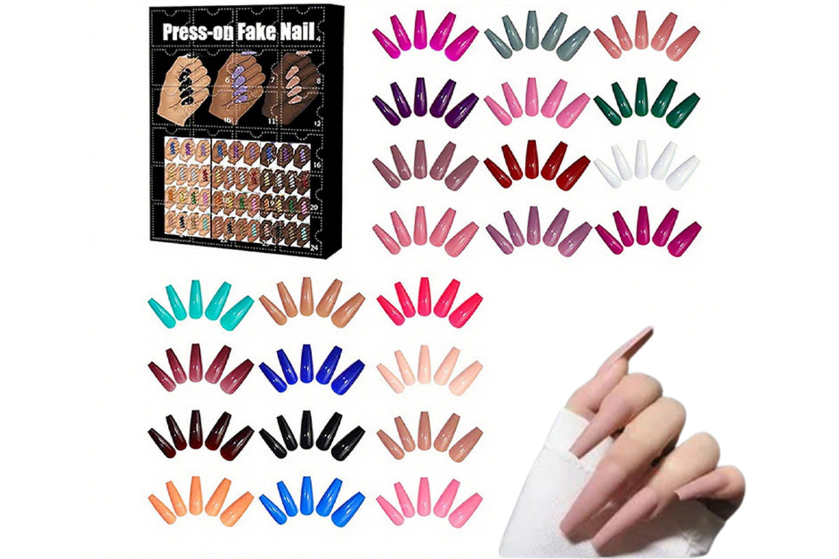 12 Days Christmas Countdown Calendar Nail Set 2025 Advent Holiday Fake Press On Nails