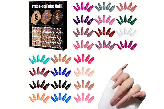 12 Days Christmas Countdown Calendar Nail Set 2025 Advent Holiday Fake Press On Nails