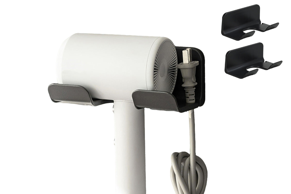 2PCS Wall Mounted Hair Dryer Holder with Cord Organizer Adhesive Blow Dryer Storage Rack