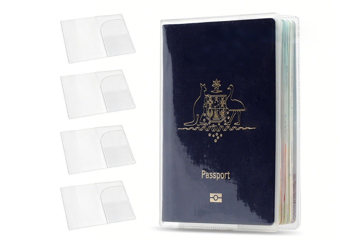 5 Pack Clear Passport Cover Protector Case with Card Slots