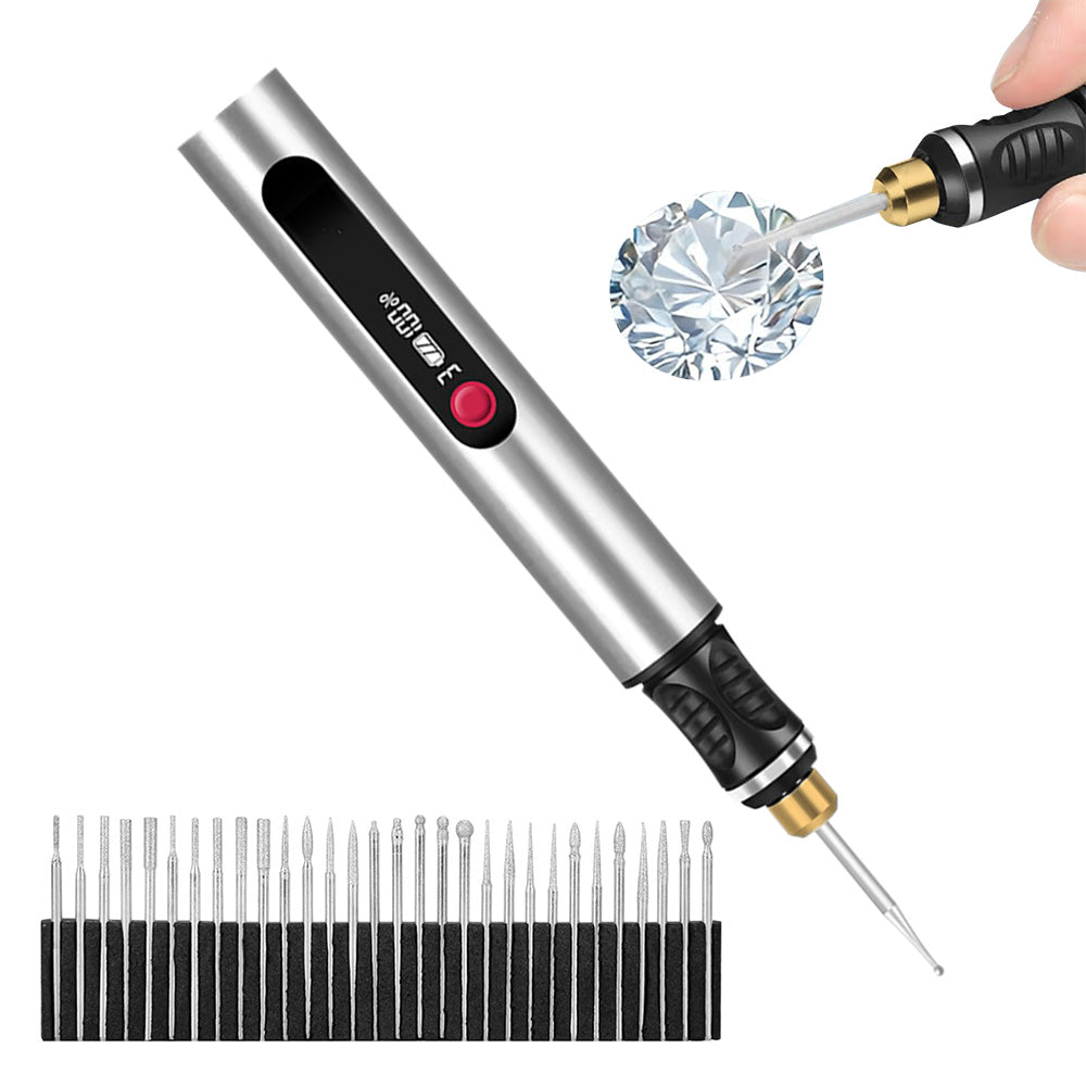 Electric Engraving Pen with 30 Bits 3-Speed Adjust Engraving Pen for Metal Wood Glass