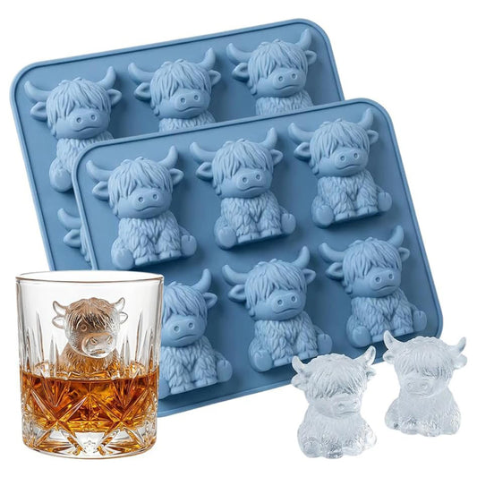 2 Pack 6 Cavity Silicone Highland Cow Ice Cube Molds