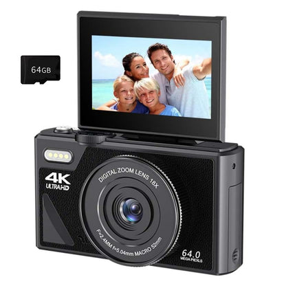 Digital Camera with 180 Degree Flip Screen WiFi Vlogging Camera with 64G TDF Card