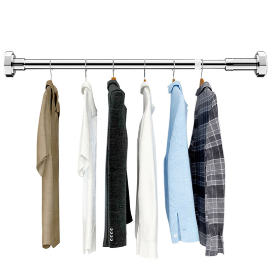 Adjustable Tension Rod Extendable Curtain Shower Closet Pole No Drill Telescopic-Silver