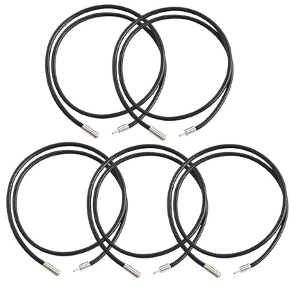 5Pcs 3mm Braided Necklace Cord Adjustable Rope with Copper Buckle for DIY Jewelry-Black