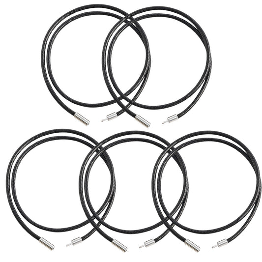 5Pcs 3mm Braided Necklace Cord Adjustable Rope with Copper Buckle for DIY Jewelry-Black