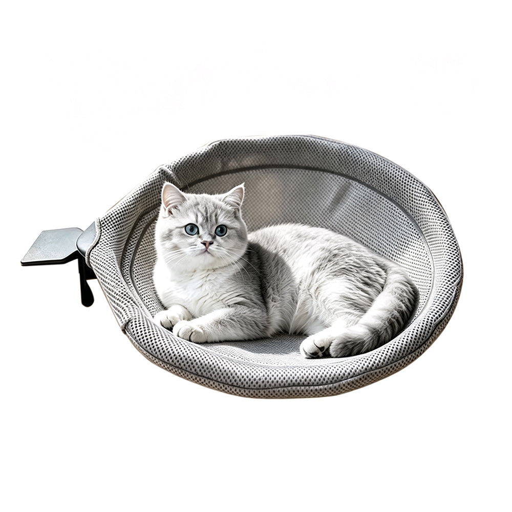 Desk Mounted Reversible Cat Hammock with Steel Frame in Gray