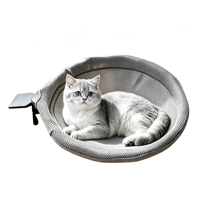 Desk Mounted Reversible Cat Hammock with Steel Frame in Gray