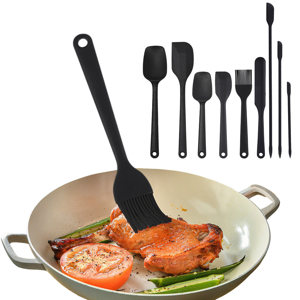 9PCS Silicone Spatula Set Non stick Spoon Utensil Baking Tools With Ergonomic Grip