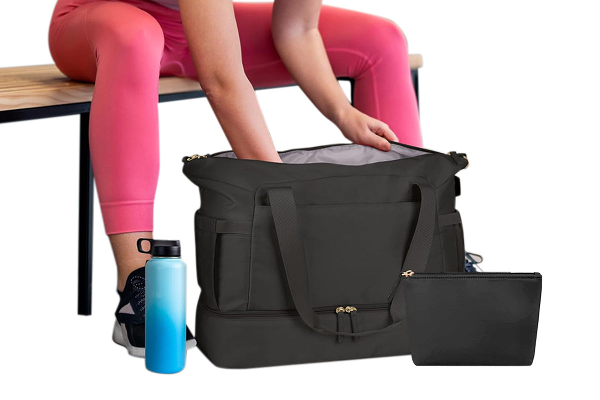 37L Women Fitness Travel Bag Waterproof Pocket USB Charging Carry On Overnight Bag