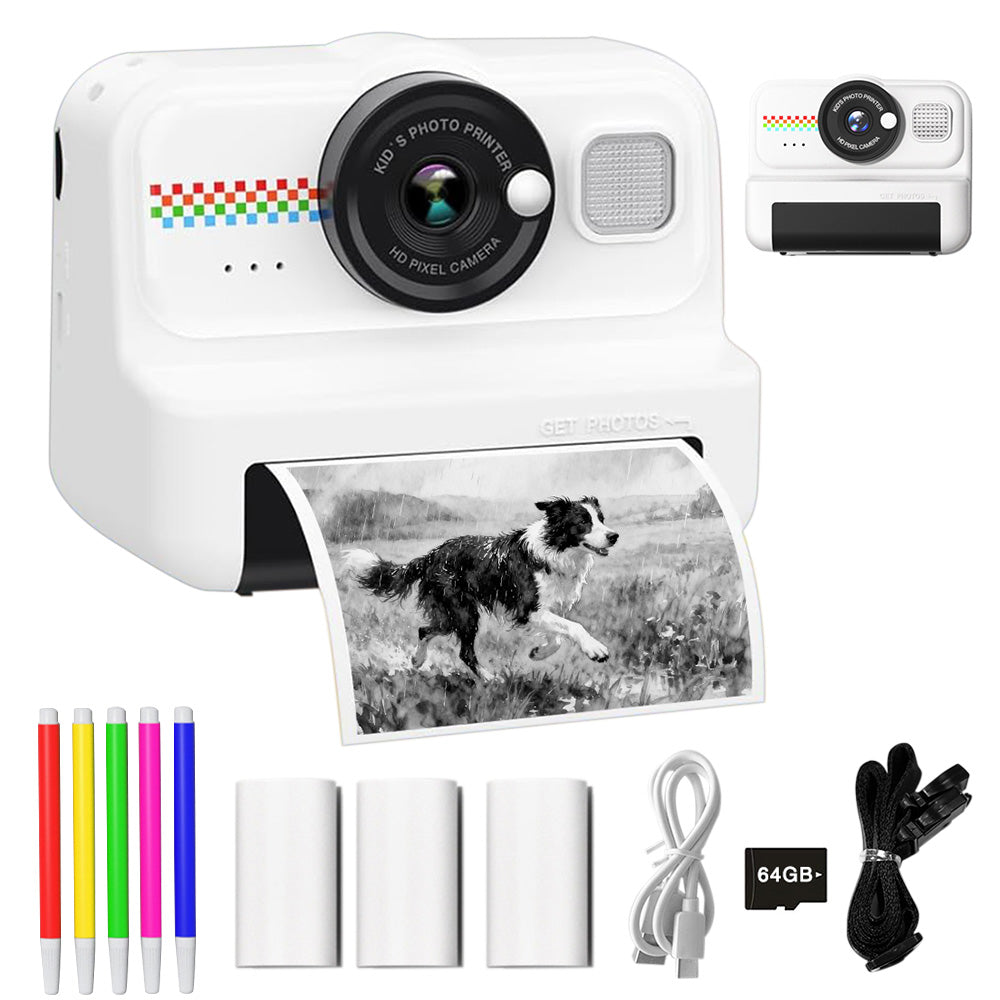Camera Instant Print 1080P Selfie Digital Camera with 64GB Card