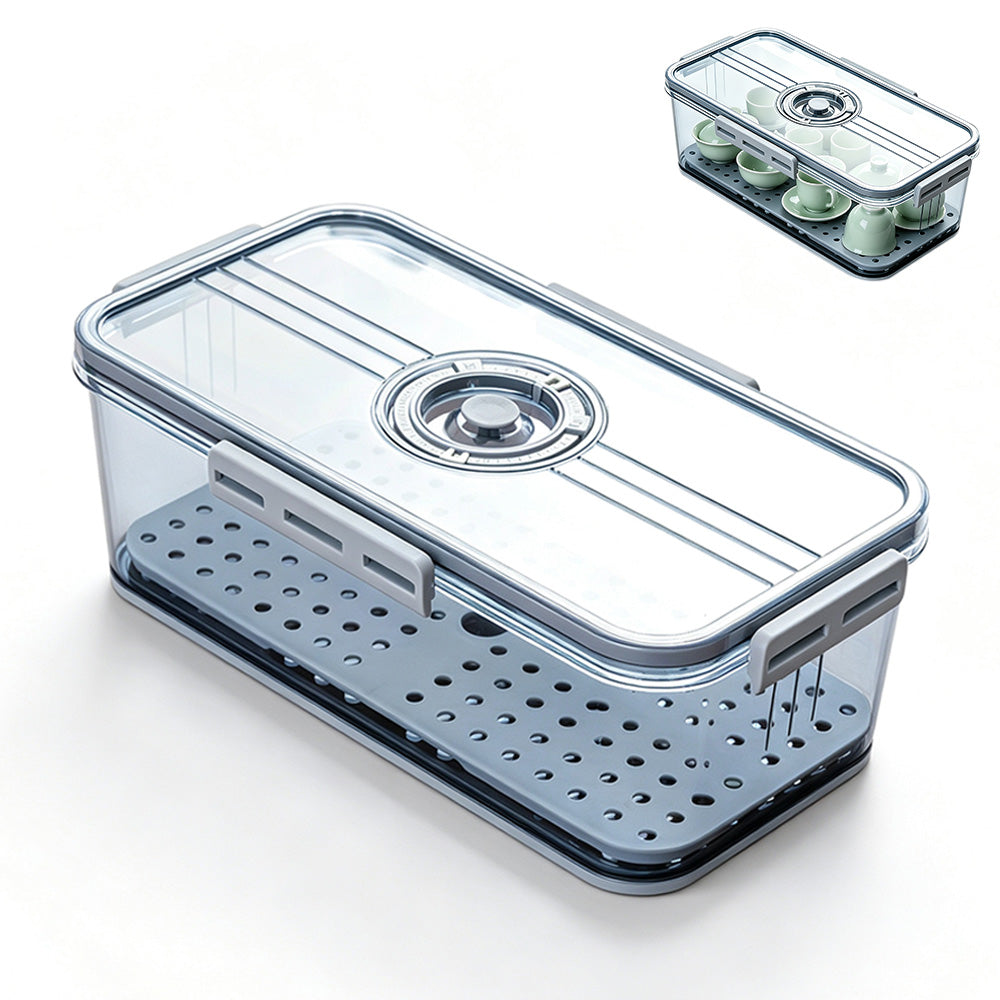 Transparent Bread Box with Timer Drainboard Lid Kitchen Storage Container for Food