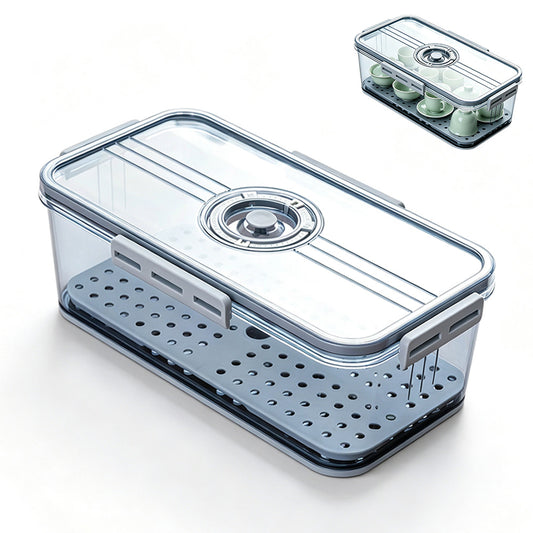 Transparent Bread Box with Timer Drainboard Lid Kitchen Storage Container for Food