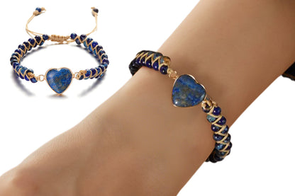 Handmade Natural Stone Beaded Bracelet Adjustable Woven Bangle for Women Jewelry