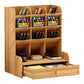 Wooden Desk Organizer with Drawers Art Supplies Storage Desktop Stationary
