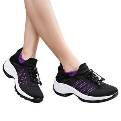 Breathable Stretch Mesh Slip On Walking Sneakers for Men and Women-Purple