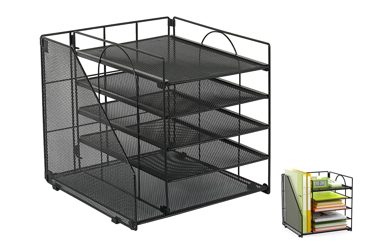 Metal File Organizer Rack Desktop Storage Shelf for Office Home
