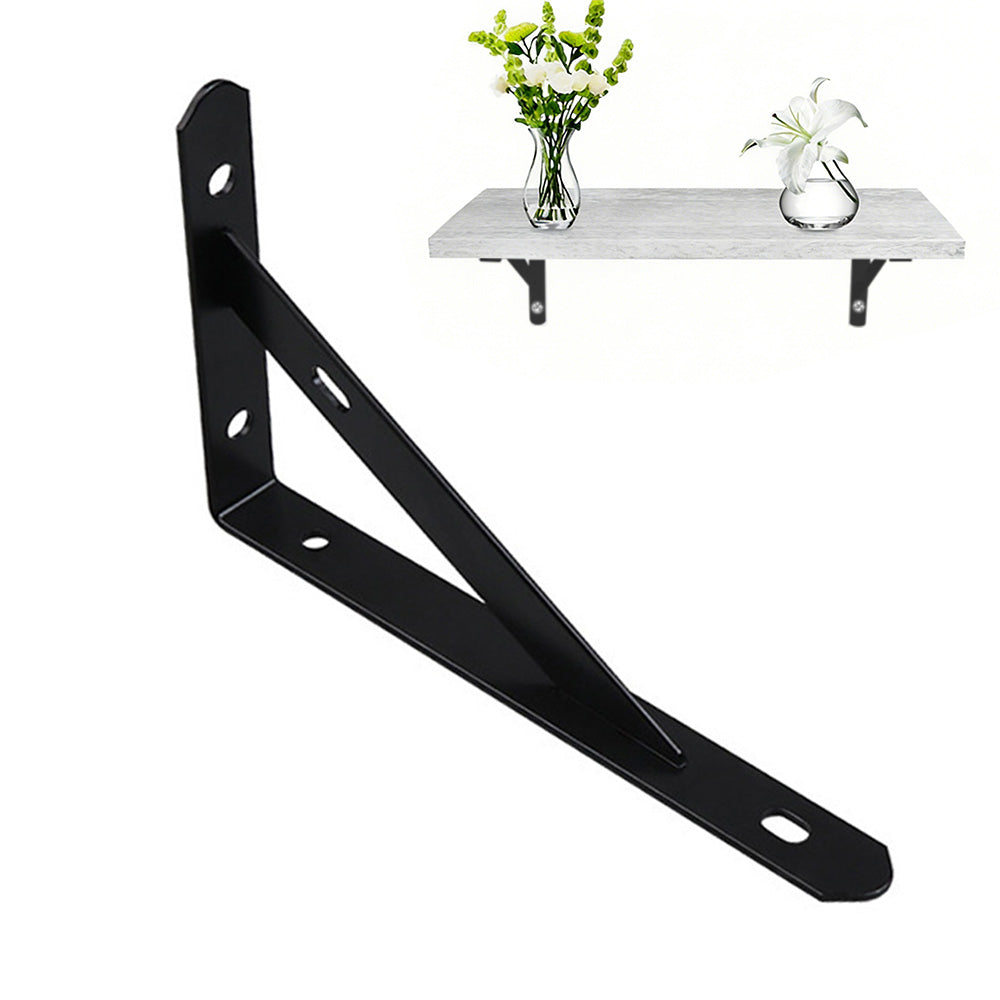 2Pcs Mild Steel Shelf Bracket Reinforced Heavy Duty Floating Shelves-Black