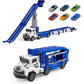 Large Dual Track Transporter Truck Toy Set with 6 Alloy Racing Cars
