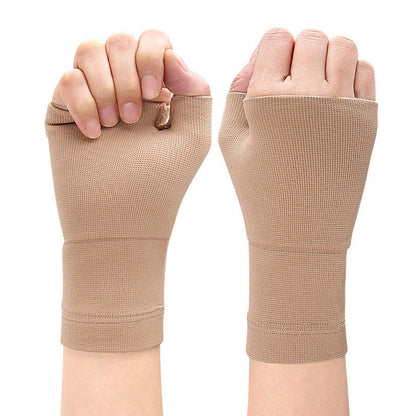 2 Pack Breathable Wrist Support Gloves Nylon Gloves for Daily Activities Computer Typing Sports-Beige
