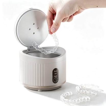 Rechargeable Ultrasonic Retainer Cleaner with 3 Modes for Dentures Jewelry