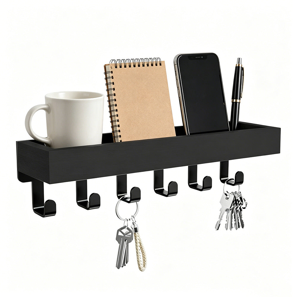 Wall Key Holder with Shelf Wooden Key Rack for Entryway Home