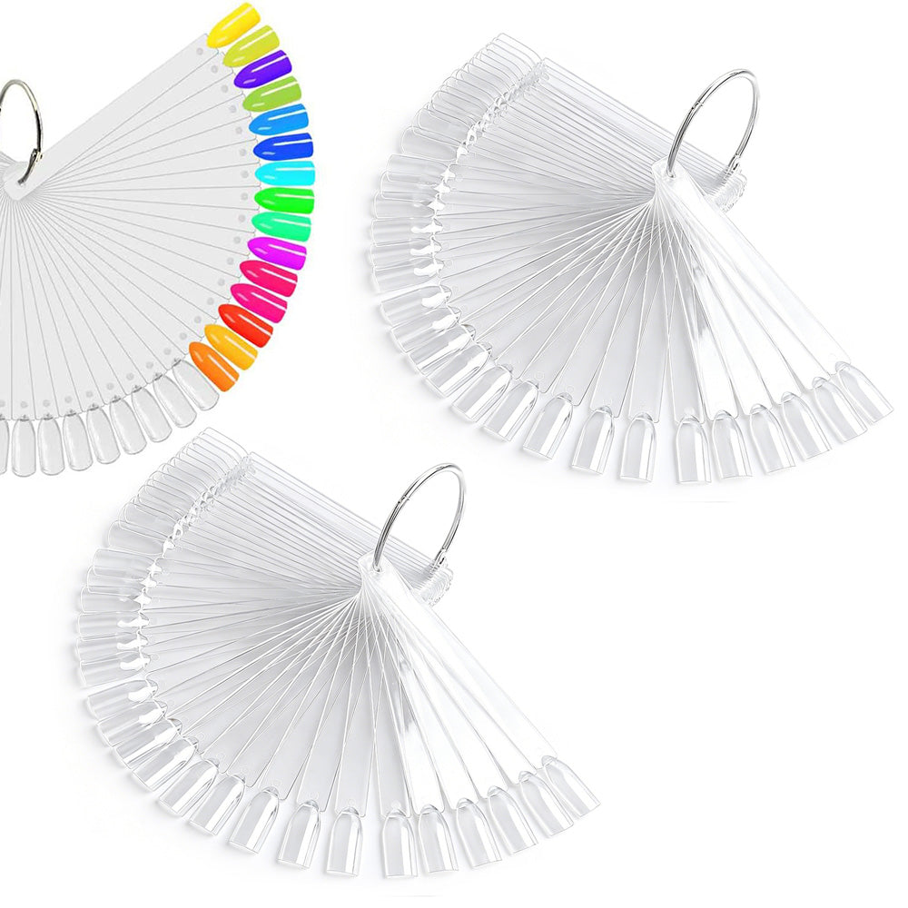 100 PCS Clear Nail Swatch Sticks with Ring Nail Art Swatch Set for Polish Display
