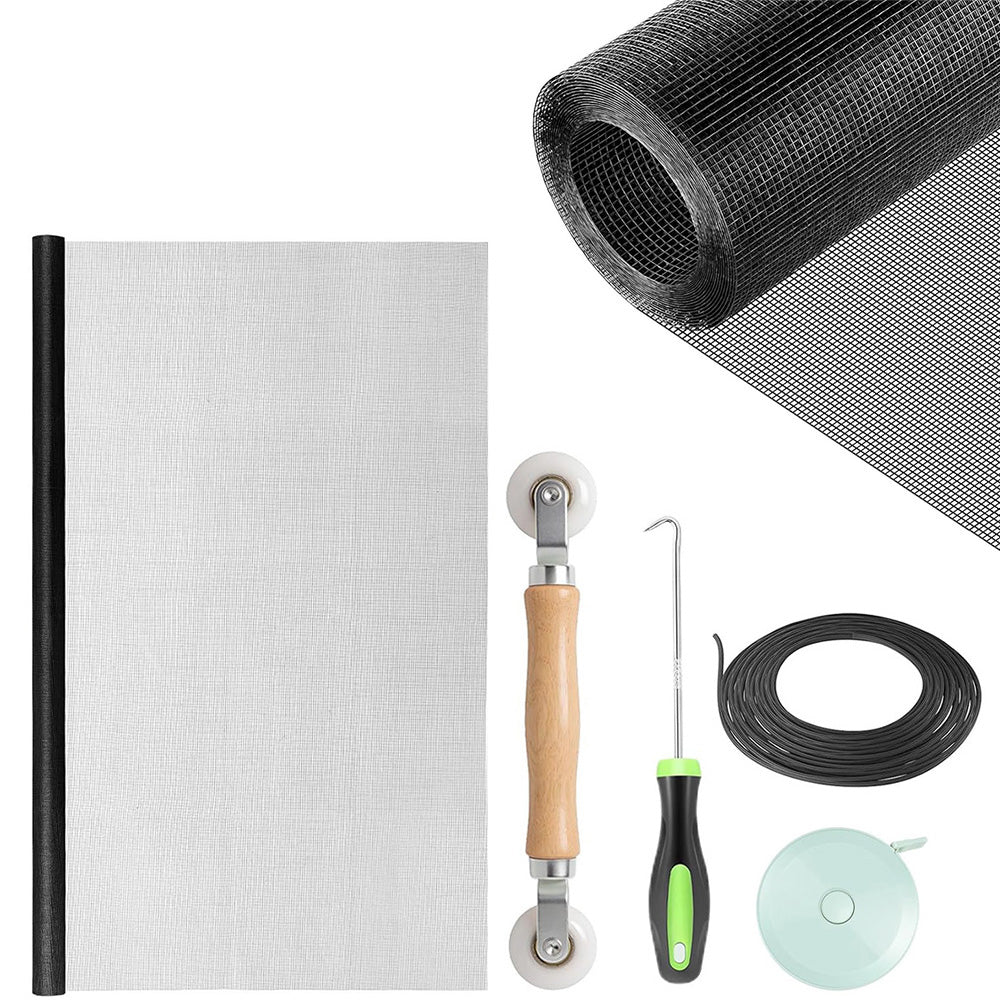 DIY Window Screen Repair Kit Fiberglass Mesh with Tools for Doors Patio Porch