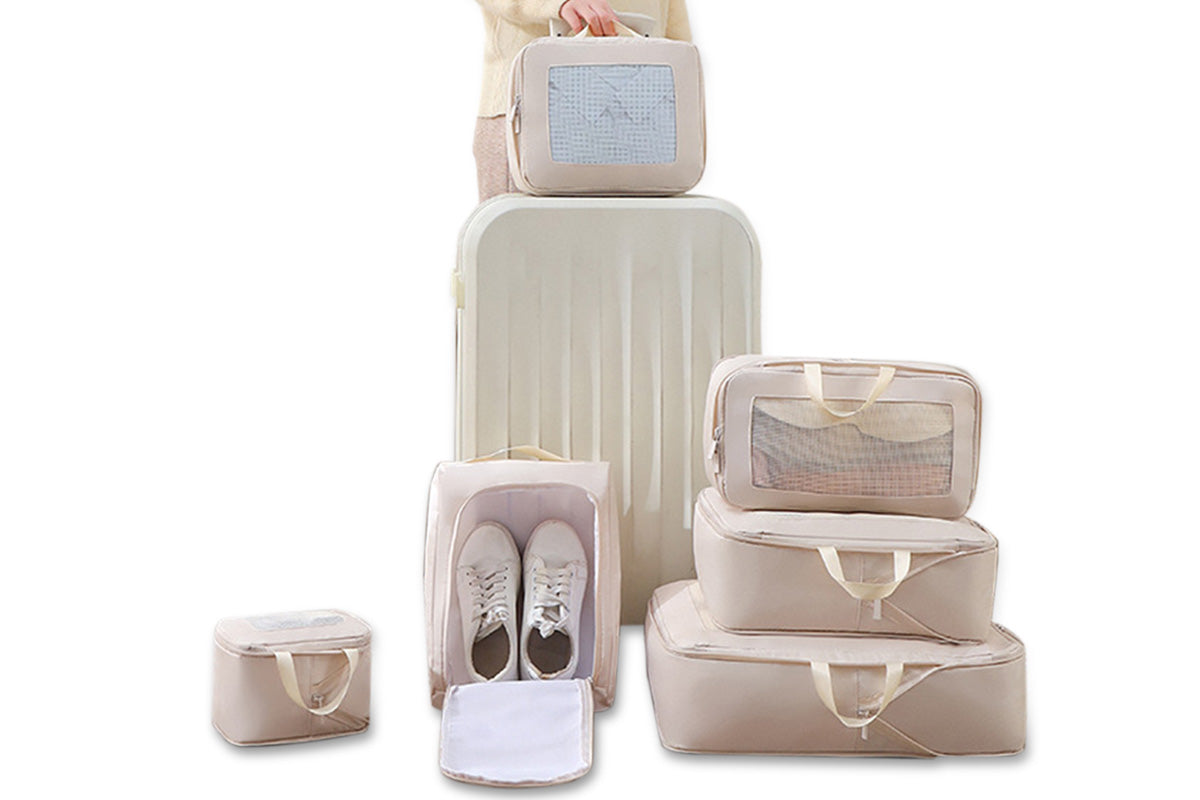 7Pcs Set Compression Packing Cubes Luggage Organizer Bags for Travel Suitcases