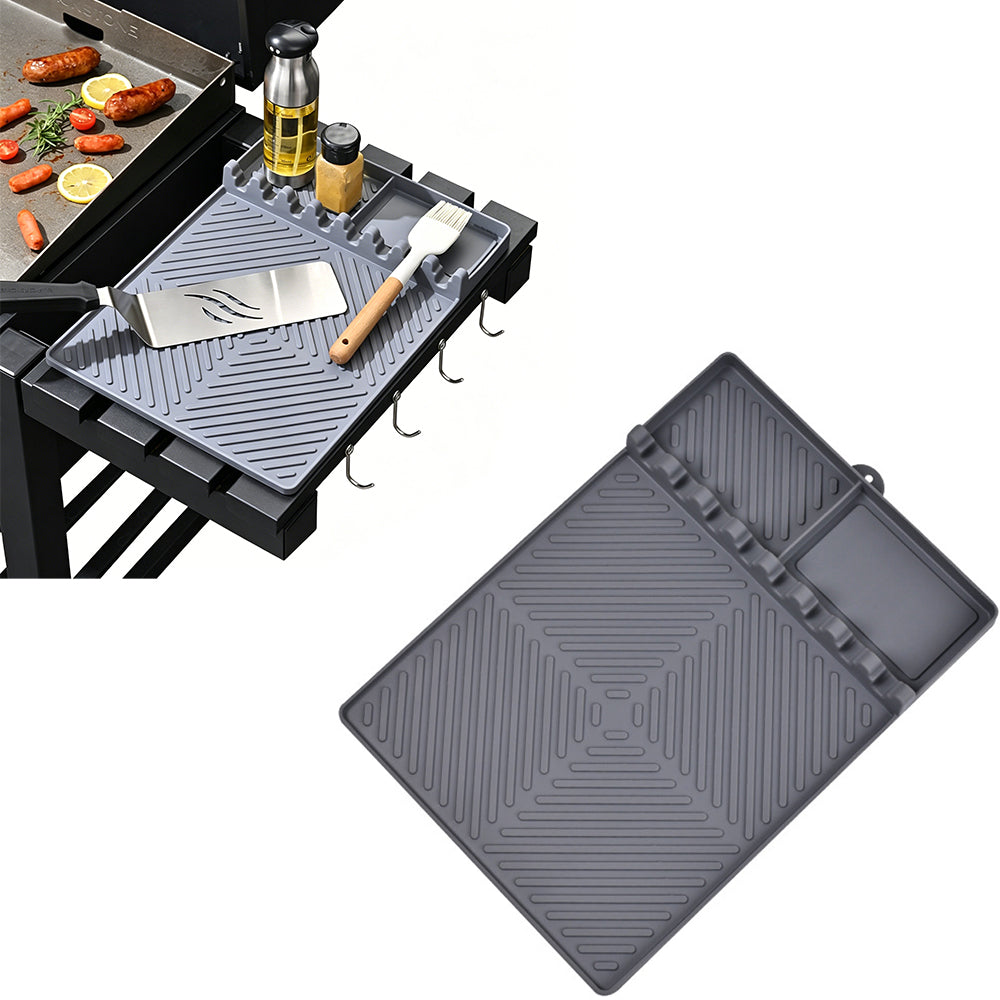Silicone Grill Mat BBQ Griddle Tools Side Mat with Drip Pad Griddle Tools Mat