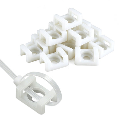 500 PCS Cable Tie Base Nylon Saddle Mount for Wire Management-White