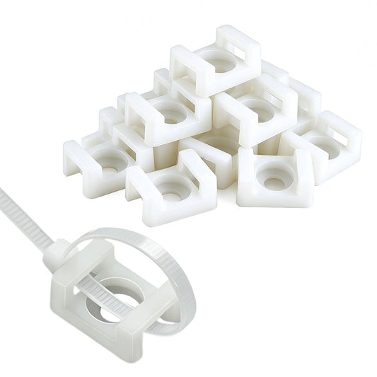 500 PCS Cable Tie Base Nylon Saddle Mount for Wire Management-White
