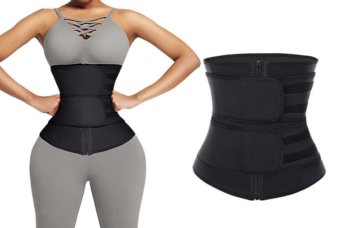 Sweat Waist Trainer for Women Sauna Sweat Belt Slim Body Shaper Corset-Black