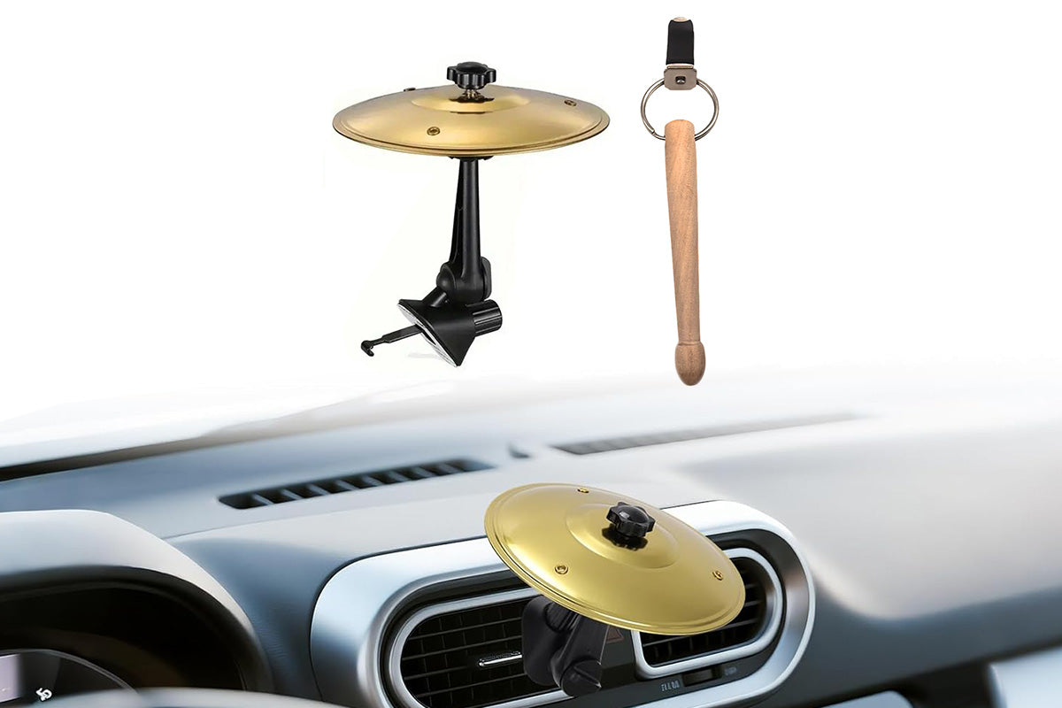 Car Air Vent Mini Drum Cymbal Set with Drum Stick Musical Gadget for Drummers