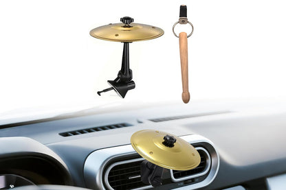 Car Air Vent Mini Drum Cymbal Set with Drum Stick Musical Gadget for Drummers