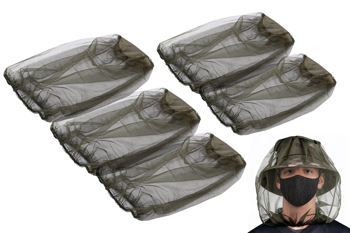 5Pcs Mosquito Head Net Bug Net Hat for Camping Hiking Fishing Gardening