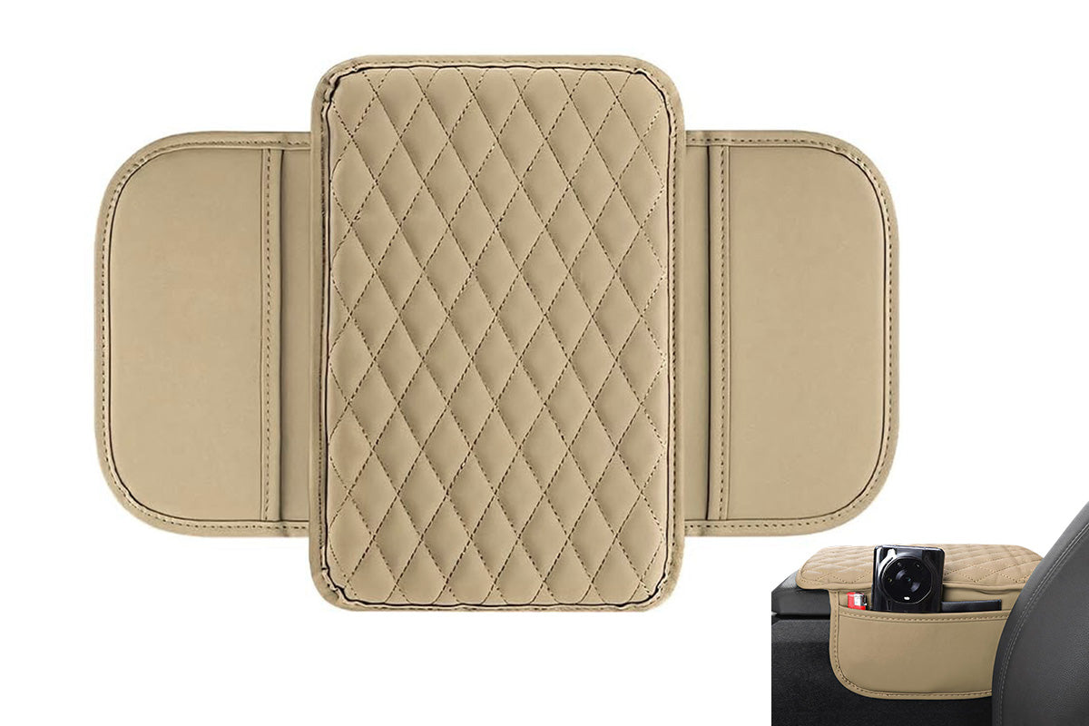 Microfiber Leather Car Center Console Cover Car Arm Rest Cover with 2 Storage Bags