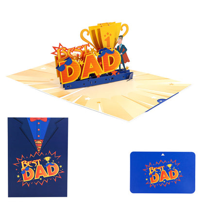3D Fathers Day Pop Up Card with Insert for Best Dad Thank You Greeting Card