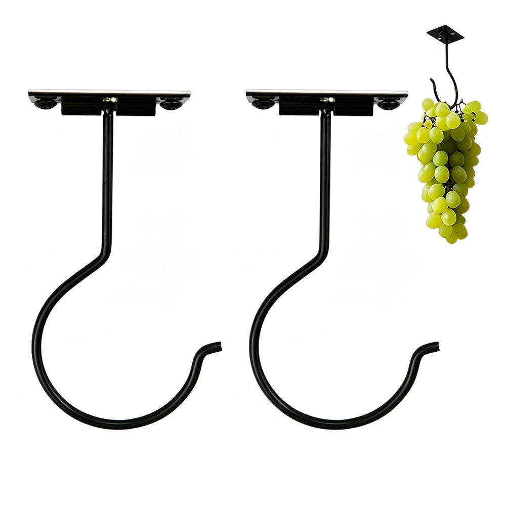 2Pcs Self Adhesive Foldable Banana Hook for Under Cabinet Metal Holder for Kitchen