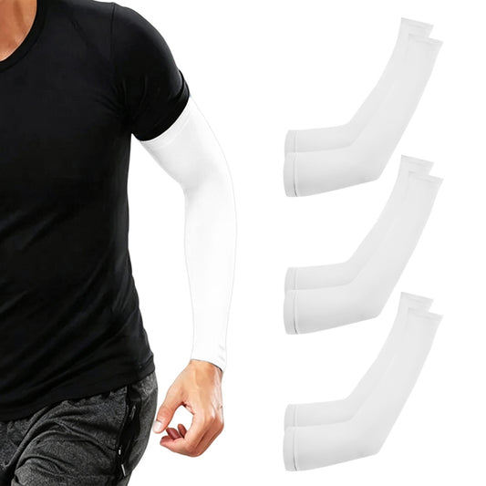 3 Pairs 40cm Straight Nylon Spandex Cooling Arm Sleeves without Thumb Holes