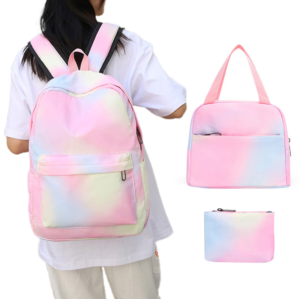 3PCS Boys Girls Gradient Color Backpack Set School Backpack Lunch Bag Pencil Case