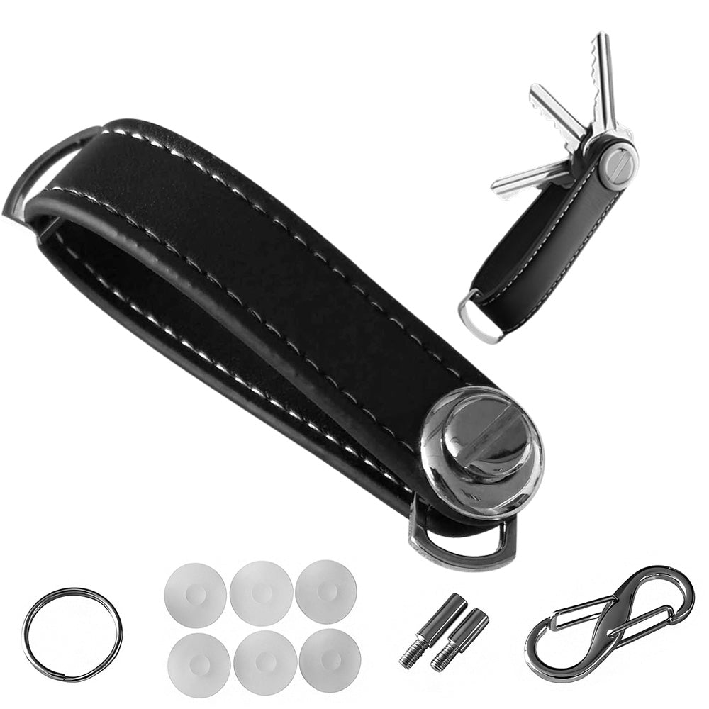 Leather Smart Key Holder Folding Key Organizer Clip Compact Keychain