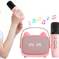 Mini Karaoke Machine Toys Gifts Portable MP3 Player with 2 Wireless Microphone