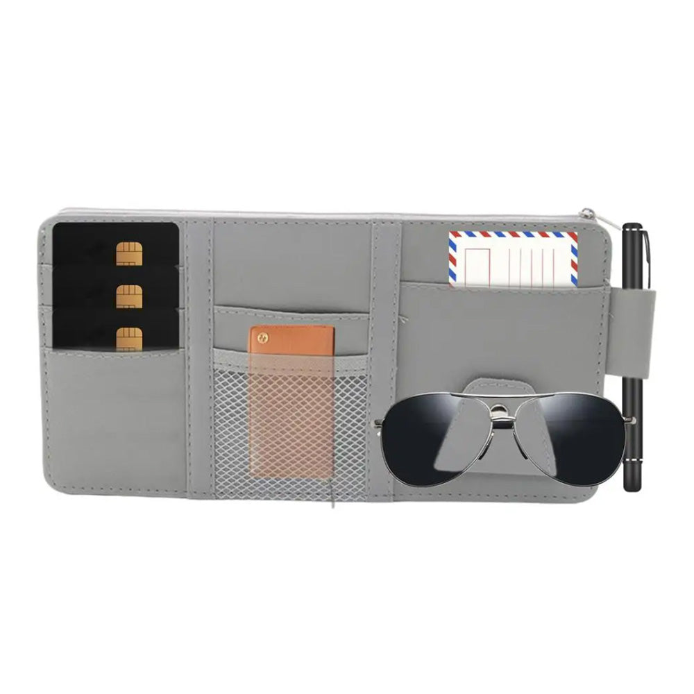 Car Sun Visor Organizer Driver License Sunglasses Holder Pocket