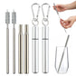 2 Pack Collapsible Stainless Steel Travel Straws with Keychain Cases